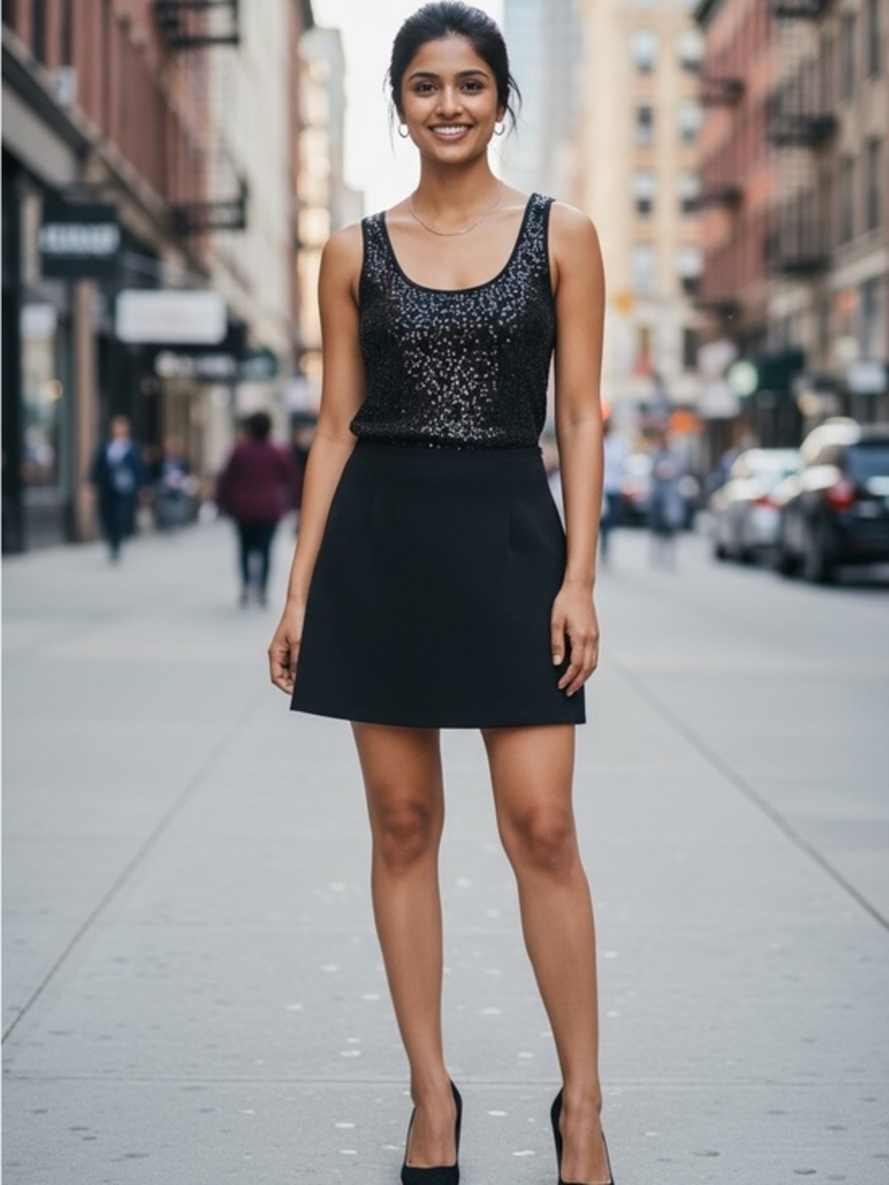 Black Glitter Tank Top